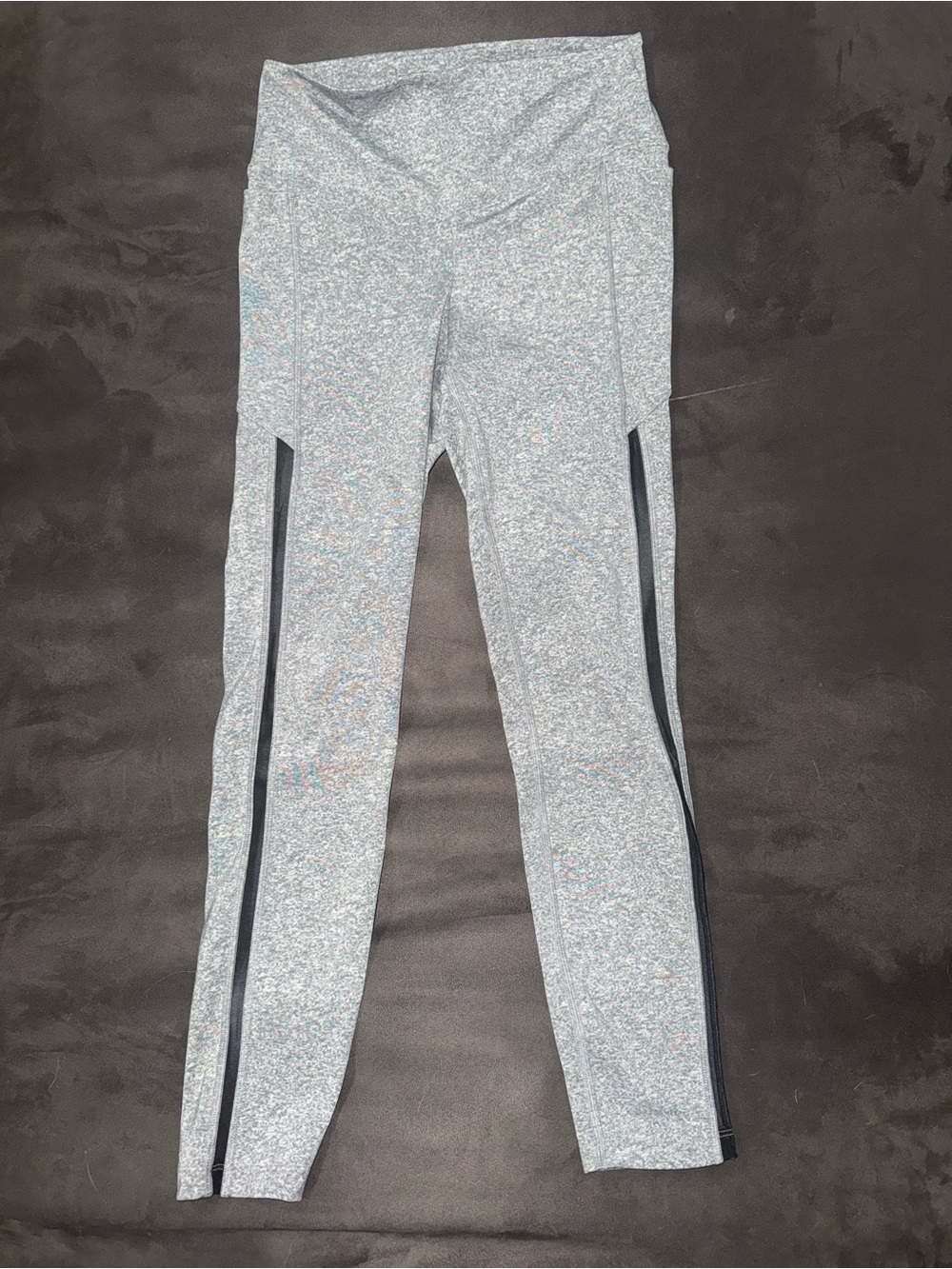 PINK Victoria's Secret Gray Marled High-Waist Leggings with Mesh Side Stripe